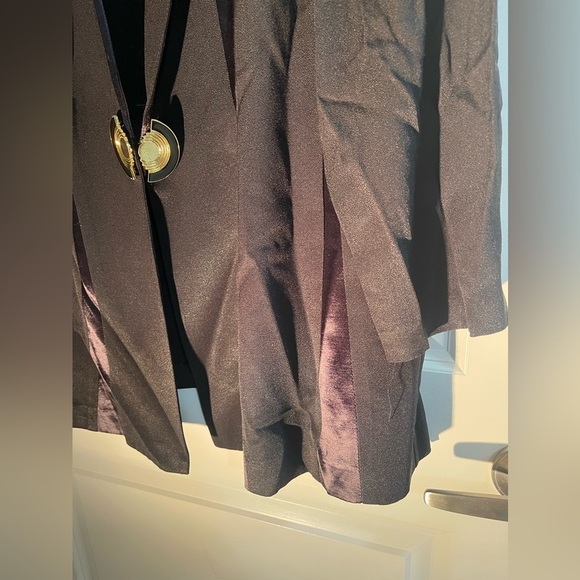 Joseph Ribkoff Vintage Evening Blazer size 10 Black Satin Retro 70s - Picture 2 of 11